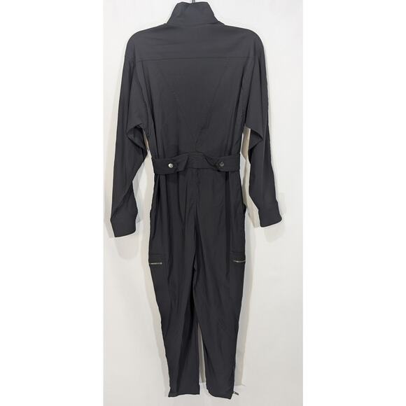 Athleta Lenox Black Long Sleeve Zip Utility Jumpsuit Women Size 0 Stretch - Picture 4 of 8